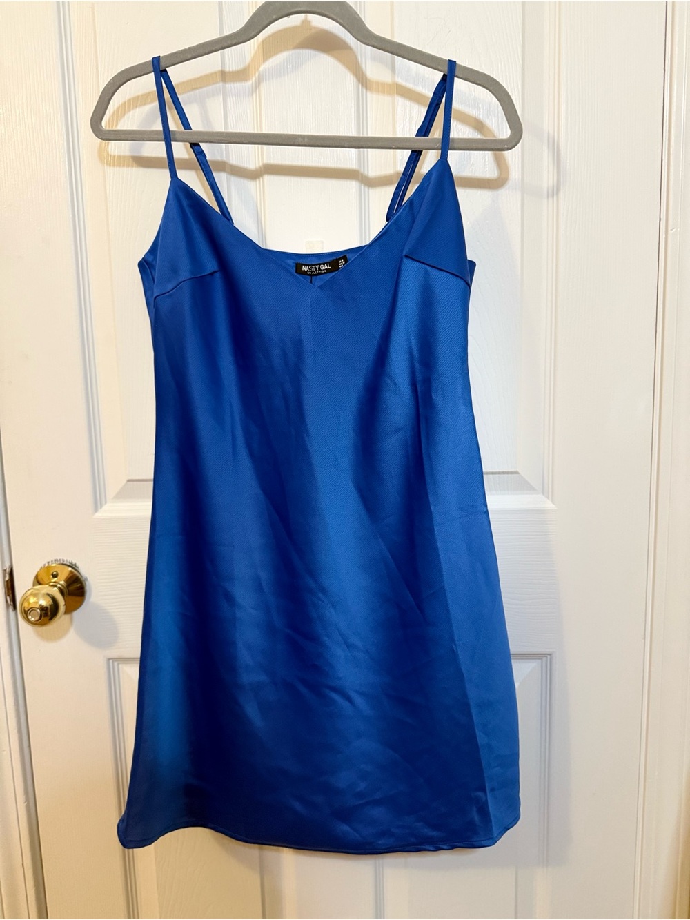 Nasty Gal Electric Blue Satin Slip Mini Dress